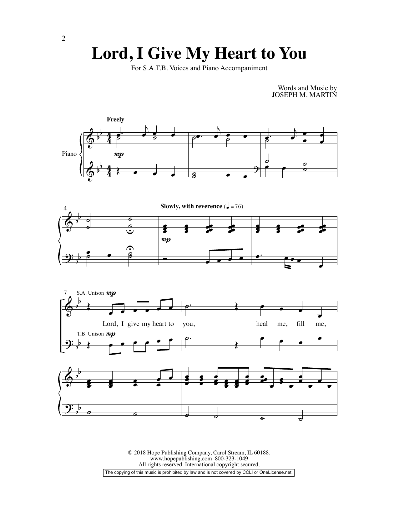 Joseph M. Martin Lord, I Give My Heart To You Sheet Music Notes & Chords for Choral - Download or Print PDF