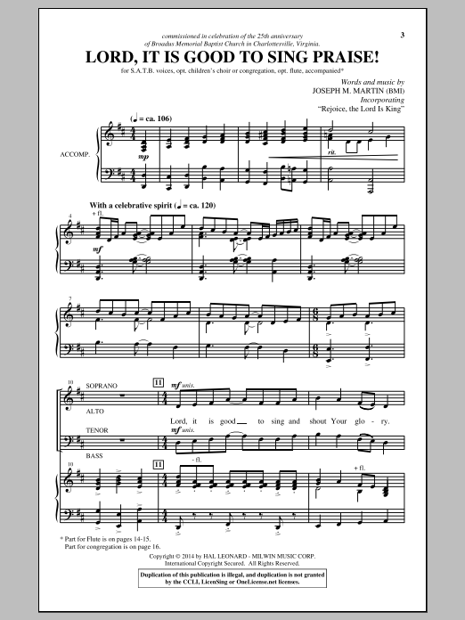 Joseph M. Martin Lord, It Is Good To Sing Praise! Sheet Music Notes & Chords for SATB - Download or Print PDF
