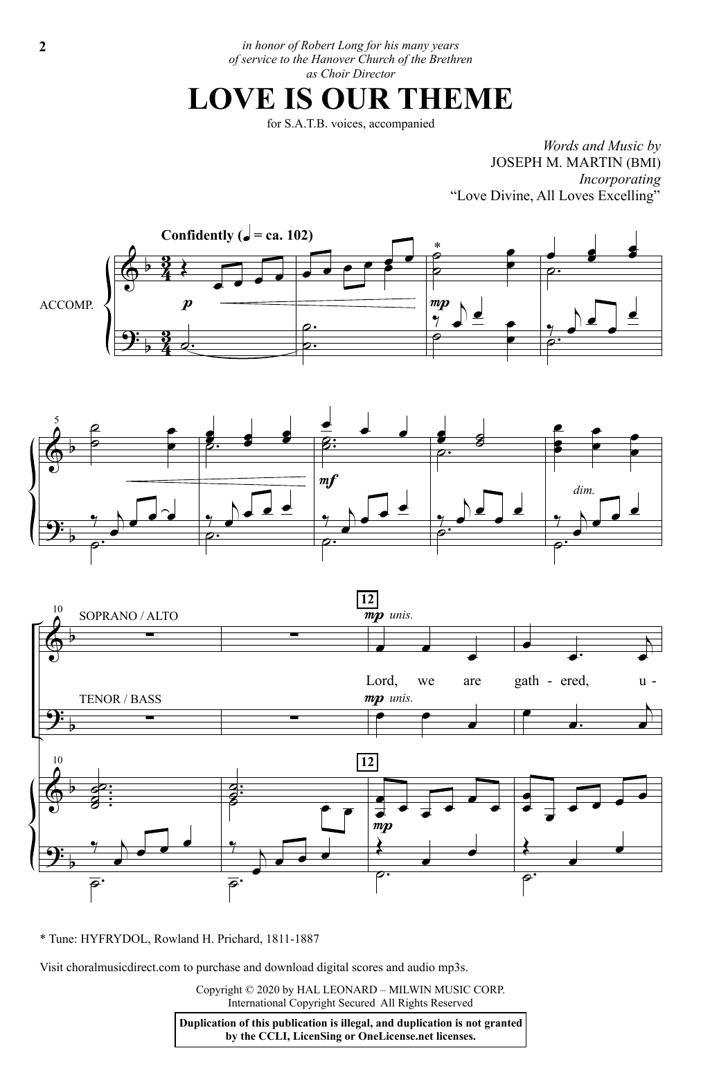 Joseph M. Martin Love Is Our Theme Sheet Music Notes & Chords for SATB Choir - Download or Print PDF