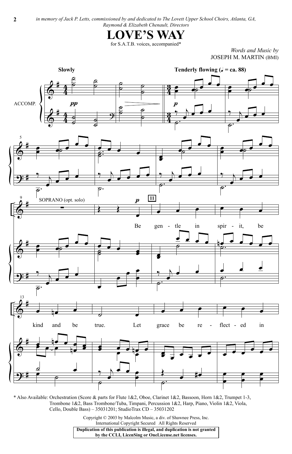 Joseph M. Martin Love's Way Sheet Music Notes & Chords for SATB - Download or Print PDF