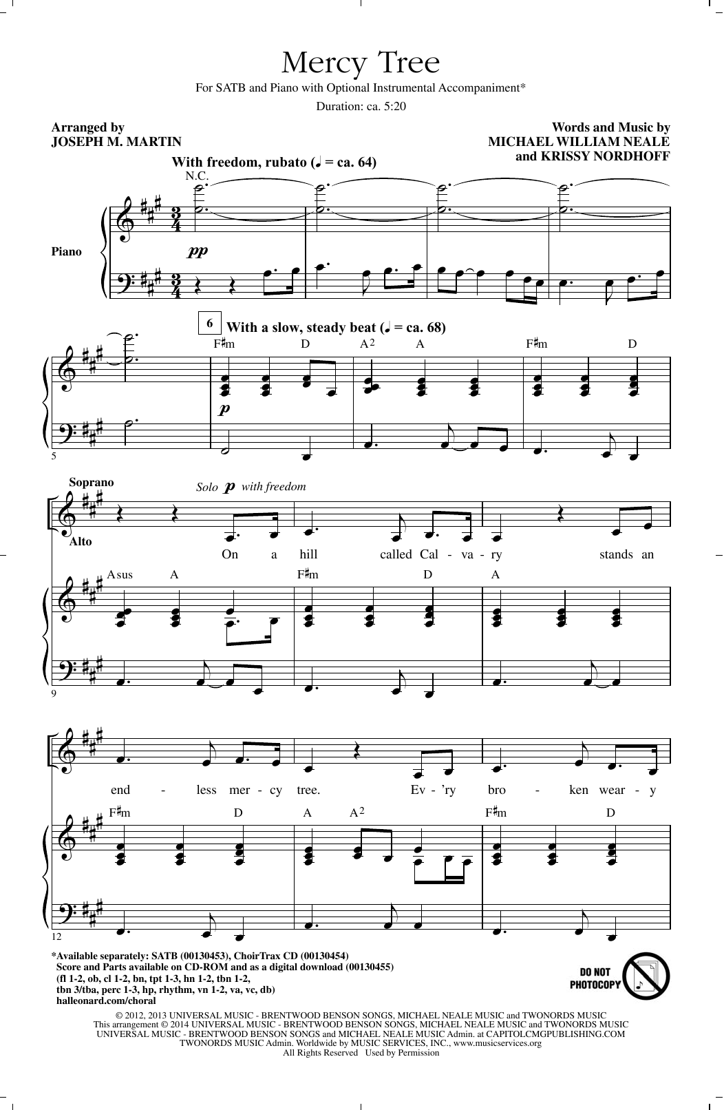 Joseph M. Martin Mercy Tree Sheet Music Notes & Chords for SATB Choir - Download or Print PDF