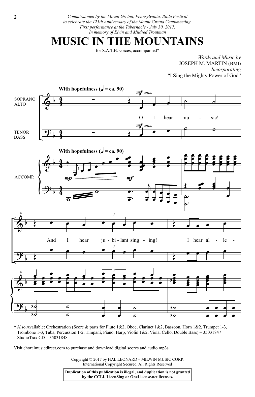Joseph M. Martin Music In The Mountains Sheet Music Notes & Chords for SATB - Download or Print PDF