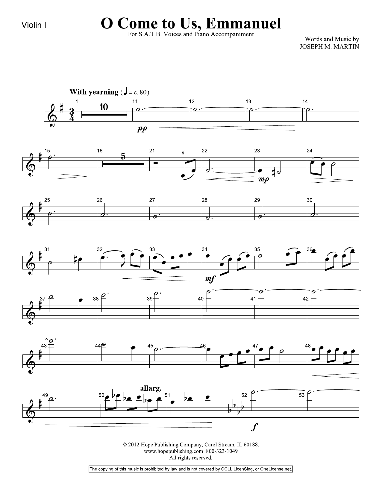 Joseph M. Martin O Come To Us, Emmanuel - Violin 1 Sheet Music Notes & Chords for Choir Instrumental Pak - Download or Print PDF Joseph M. Martin O Come To Us, Emmanuel - Violin 1 Sheet Music Notes & Chords for Choir Instrumental Pak - Download or Print PDF