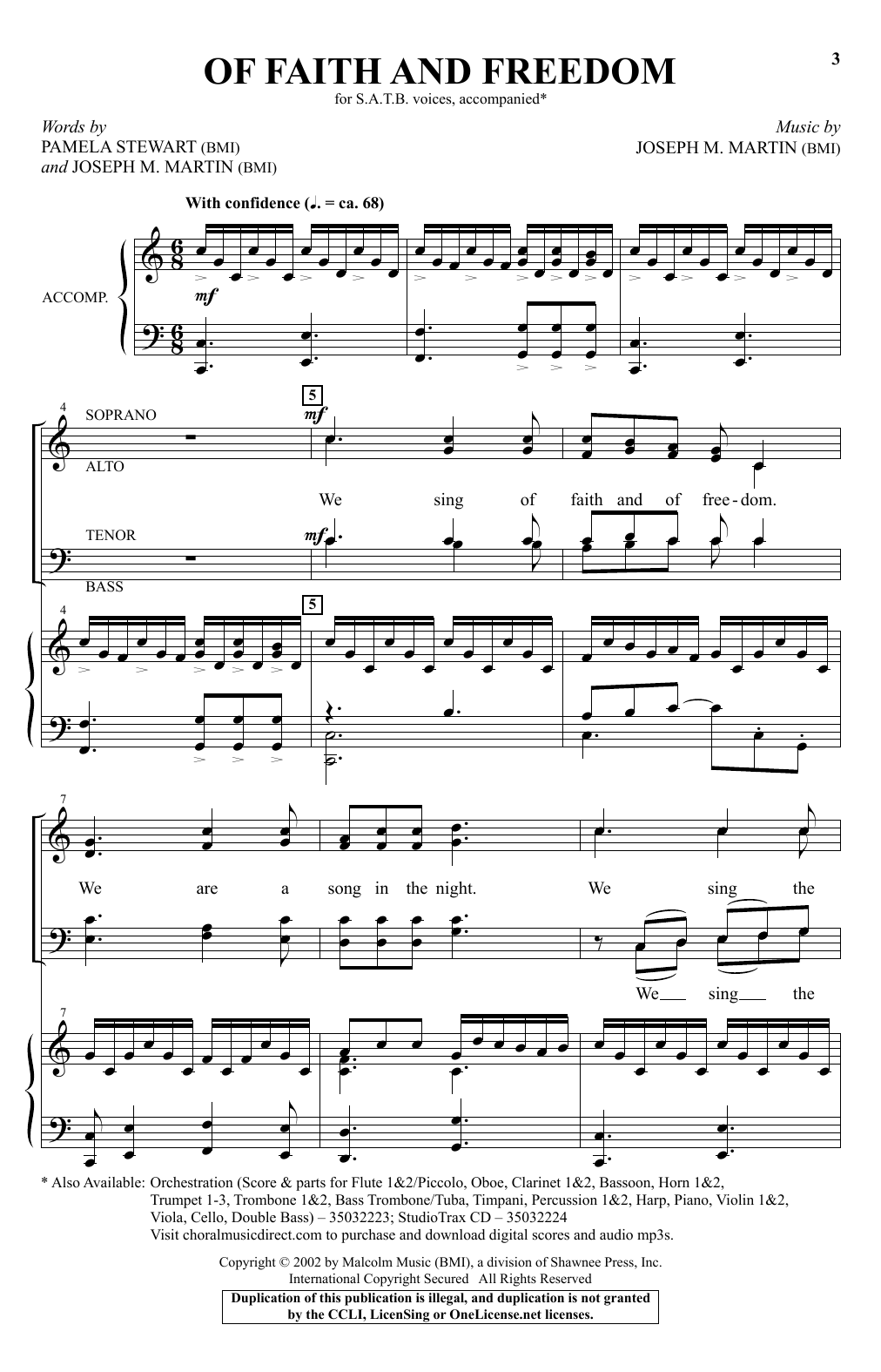 Joseph M. Martin Of Faith And Freedom Sheet Music Notes & Chords for SATB - Download or Print PDF