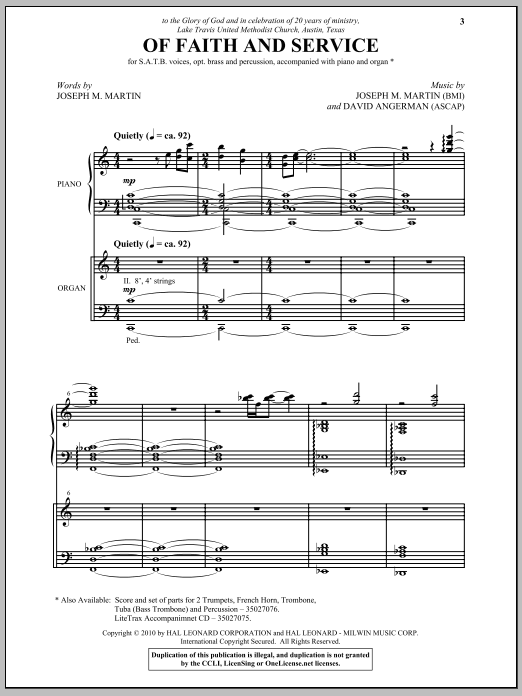Joseph M. Martin Of Faith And Service Sheet Music Notes & Chords for SATB - Download or Print PDF
