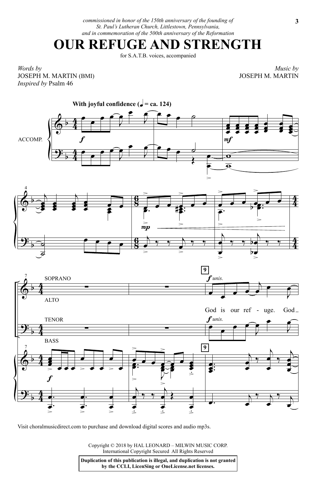 Joseph M. Martin Our Refuge And Strength Sheet Music Notes & Chords for SATB Choir - Download or Print PDF