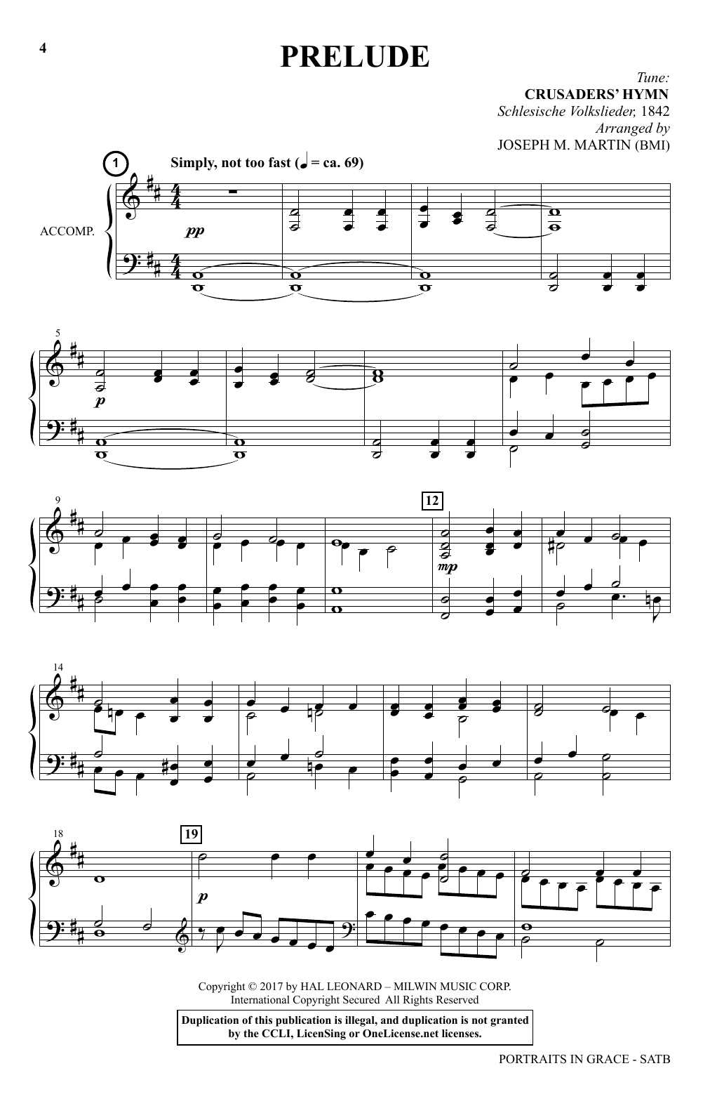 Joseph M. Martin Portraits In Grace: A Cantata for Holy Week Sheet Music Notes & Chords for SATB Choir - Download or Print PDF