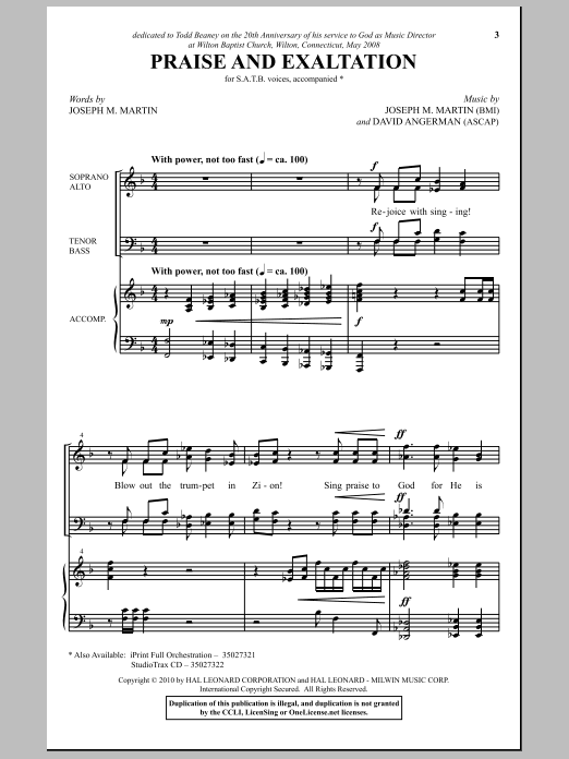Joseph M. Martin Praise And Exaltation Sheet Music Notes & Chords for SATB - Download or Print PDF