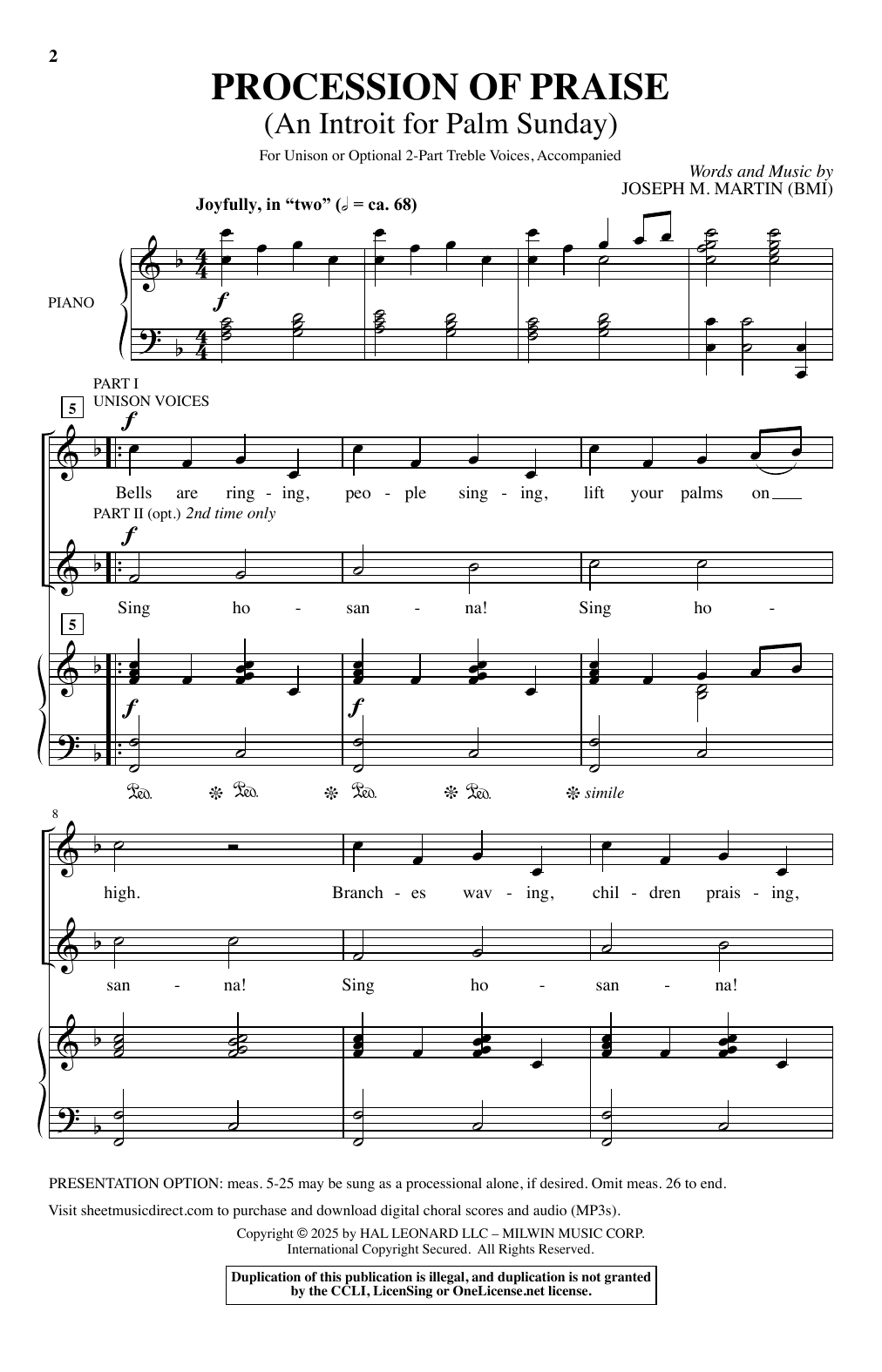 Joseph M. Martin Procession Of Praise (An Introit For Palm Sunday) Sheet Music Notes & Chords for Choir - Download or Print PDF