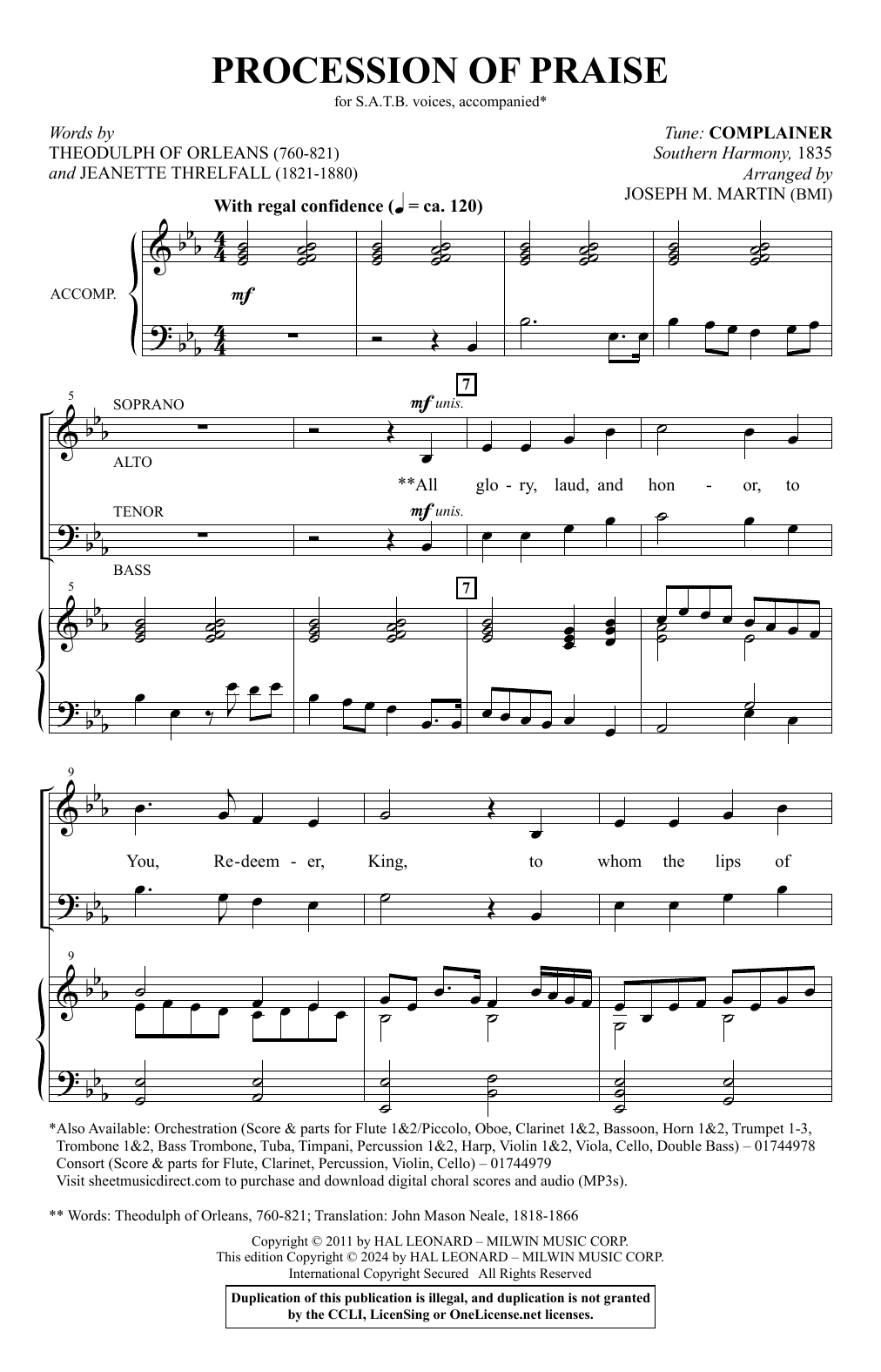 Joseph M. Martin Procession Of Praise Sheet Music Notes & Chords for SAB Choir - Download or Print PDF