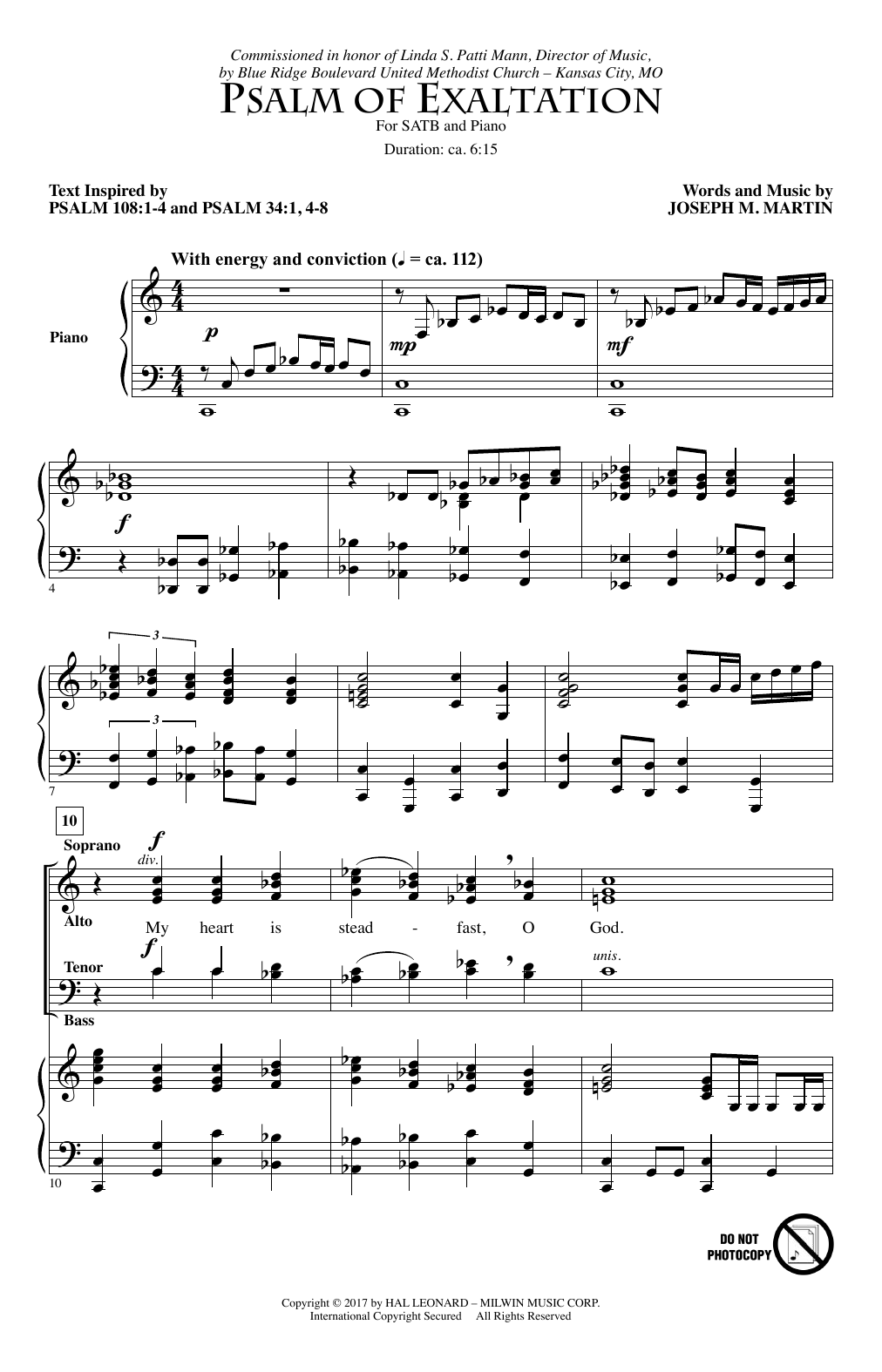 Joseph M. Martin Psalm Of Exaltation Sheet Music Notes & Chords for SATB - Download or Print PDF