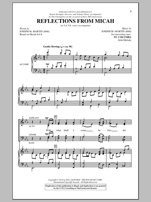Joseph M. Martin Reflections From Micah Sheet Music Notes & Chords for SATB - Download or Print PDF