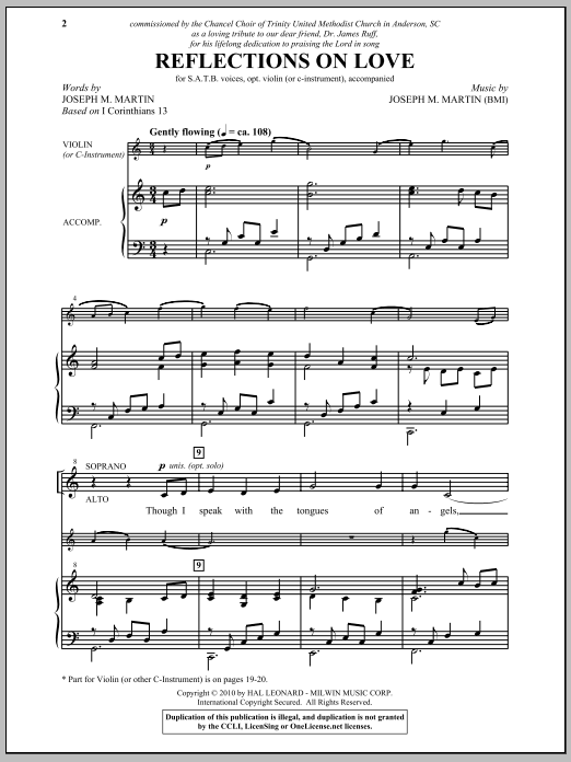 Joseph M. Martin Reflections On Love Sheet Music Notes & Chords for SATB - Download or Print PDF