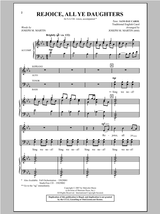 Joseph M. Martin Rejoice, All Ye Daughters Sheet Music Notes & Chords for SATB - Download or Print PDF