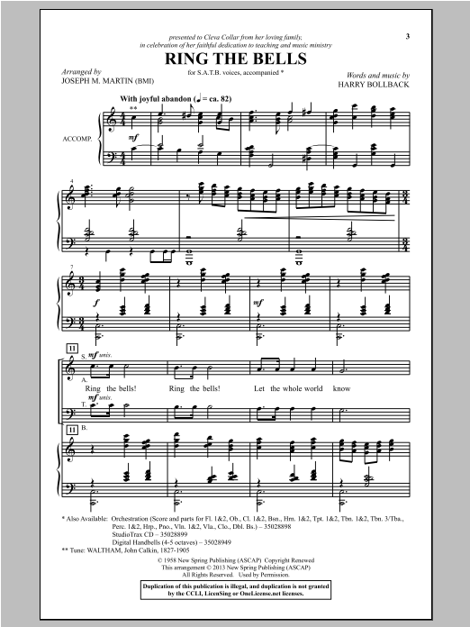 Joseph M. Martin Ring The Bells Sheet Music Notes & Chords for SATB - Download or Print PDF