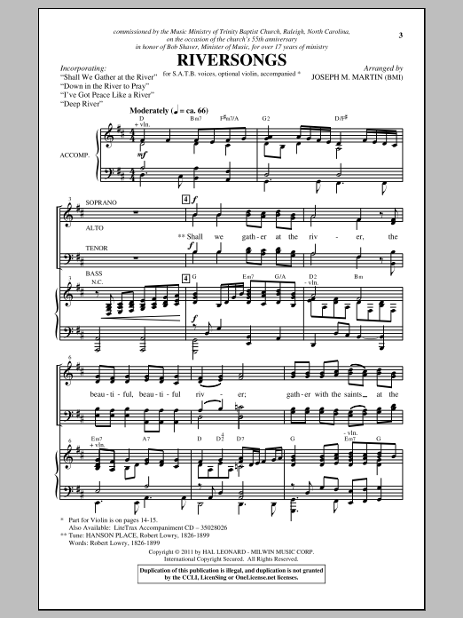 Joseph M. Martin Riversongs Sheet Music Notes & Chords for SATB - Download or Print PDF
