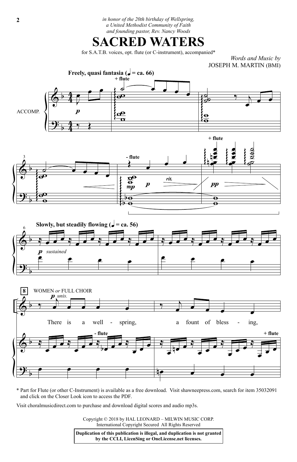 Joseph M. Martin Sacred Waters Sheet Music Notes & Chords for SATB - Download or Print PDF