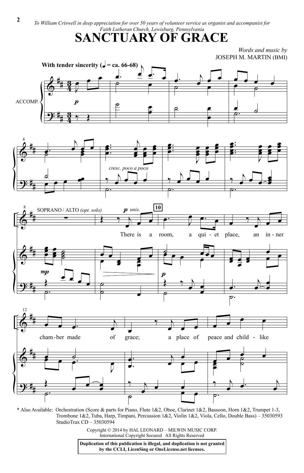 Joseph M. Martin Sanctuary Of Grace Sheet Music Notes & Chords for SATB - Download or Print PDF