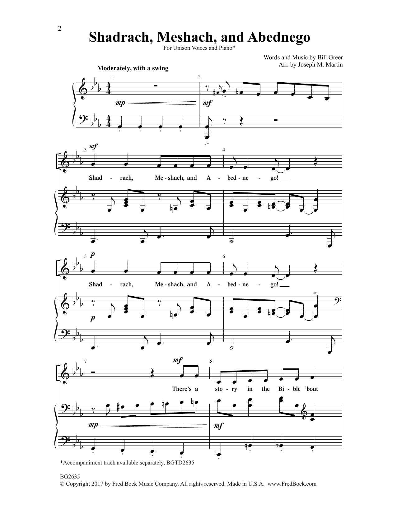 Joseph M. Martin Shadrach, Meshach and Abednego Sheet Music Notes & Chords for Choral - Download or Print PDF