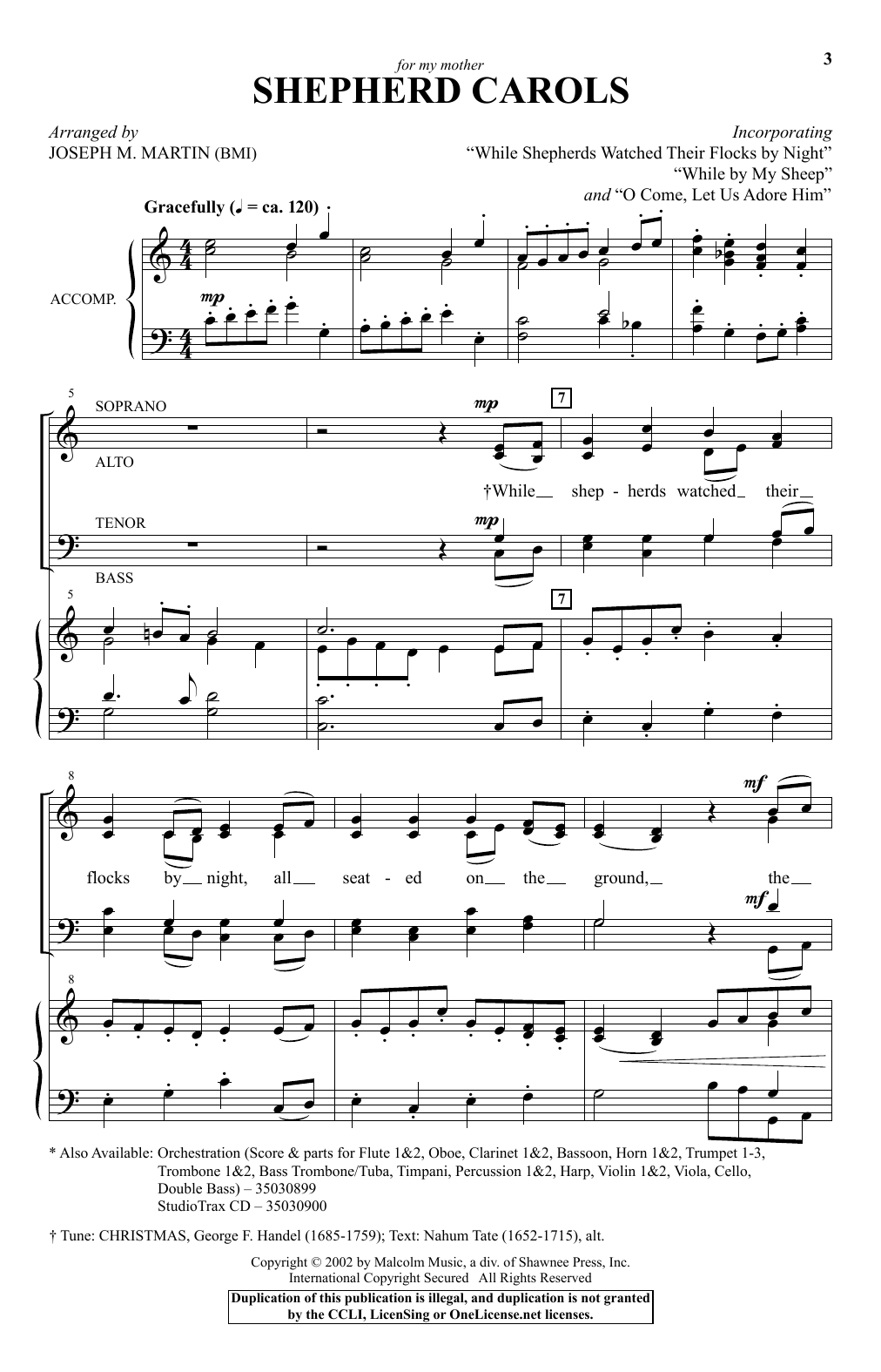 Joseph M. Martin Shepherd Carols Sheet Music Notes & Chords for SATB - Download or Print PDF