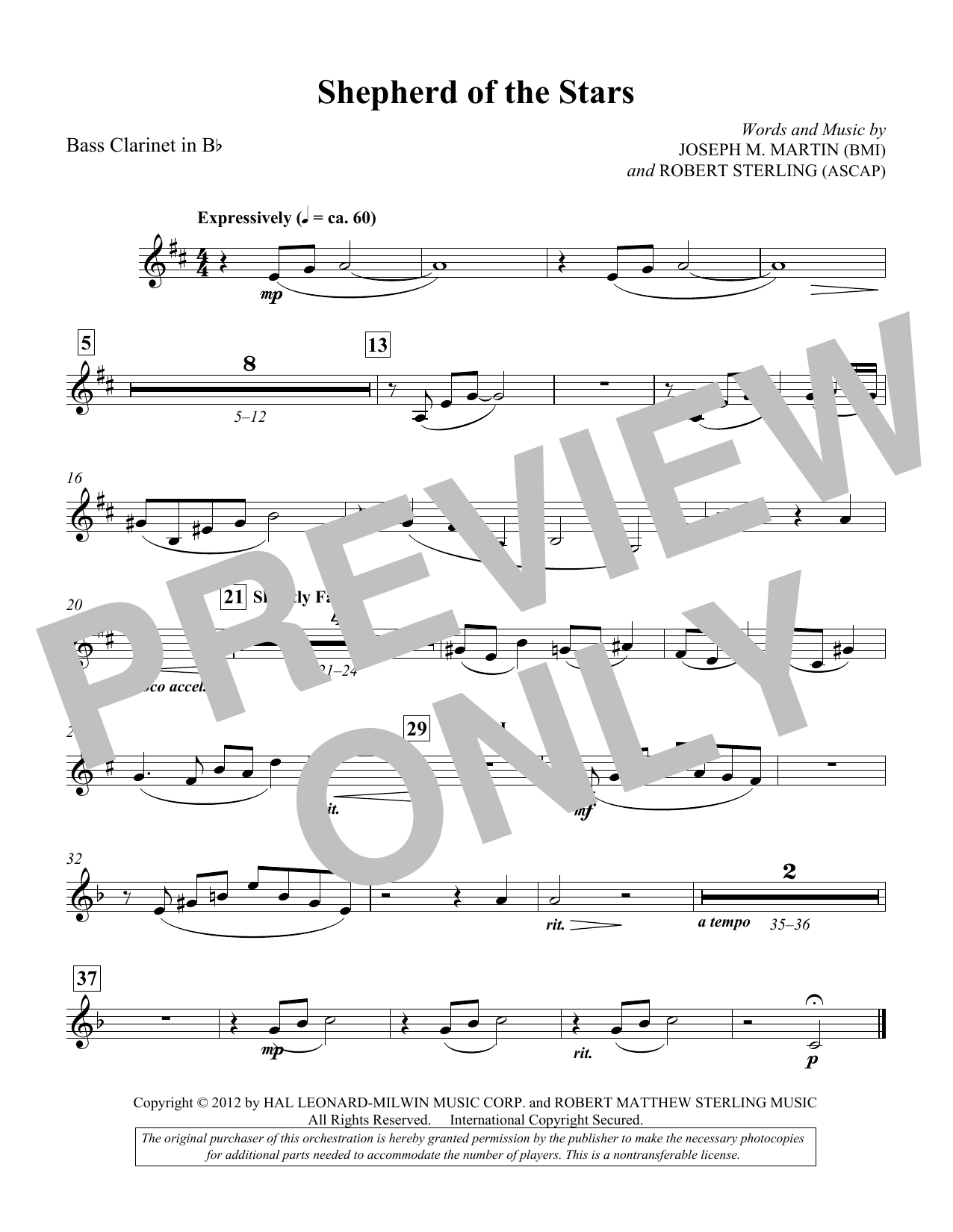 Joseph M. Martin Shepherd Of The Stars - Bass Clarinet in Bb Sheet Music Notes & Chords for Choir Instrumental Pak - Download or Print PDF