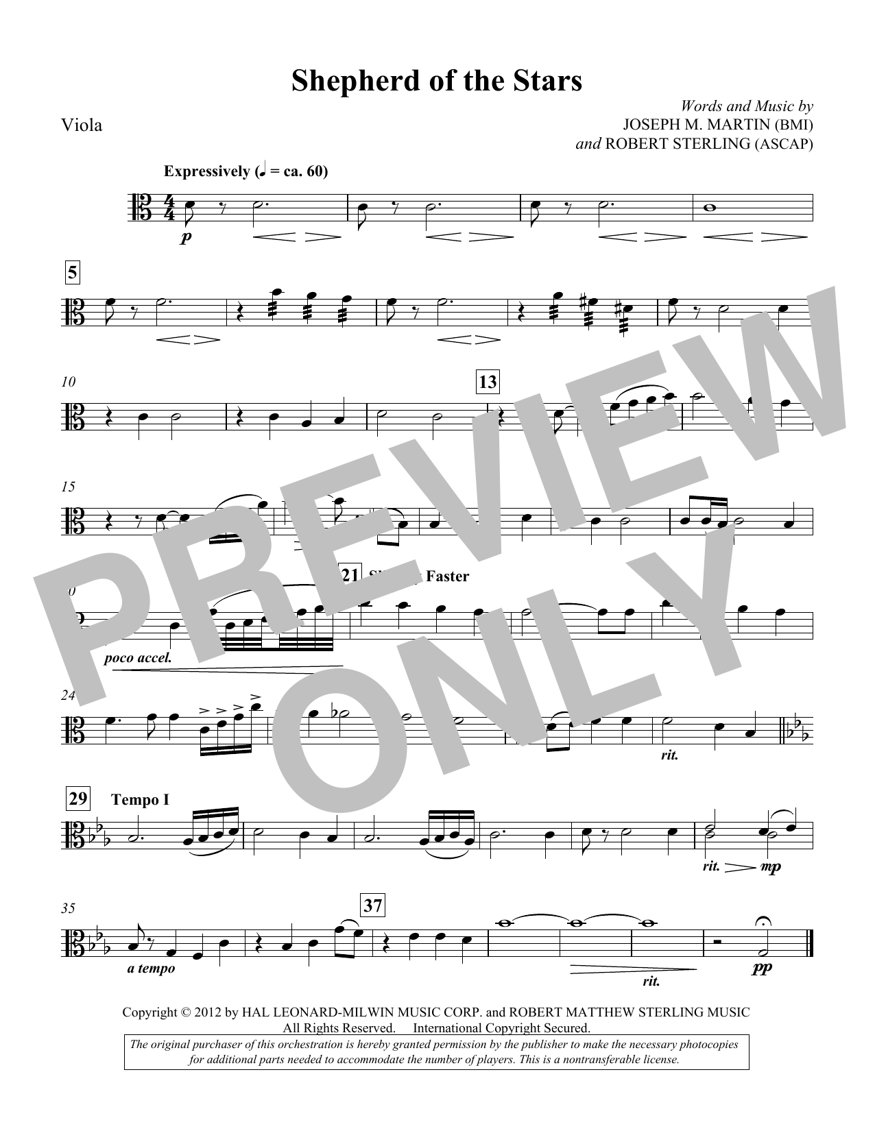 Joseph M. Martin Shepherd Of The Stars - Viola Sheet Music Notes & Chords for Choir Instrumental Pak - Download or Print PDF
