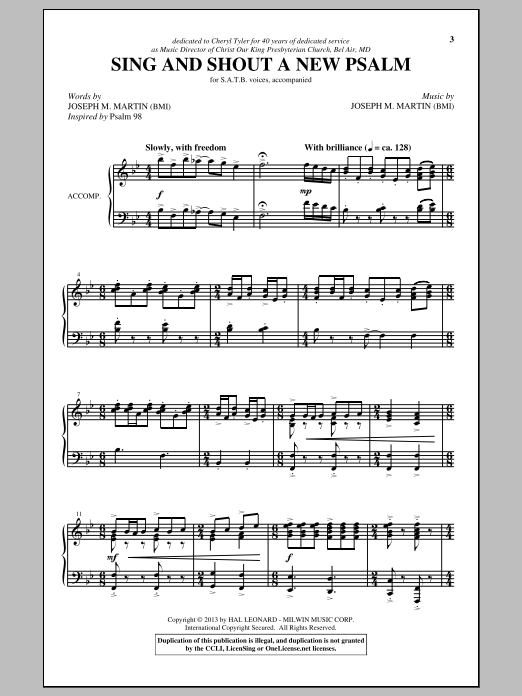 Joseph M. Martin Sing And Shout A New Psalm Sheet Music Notes & Chords for SATB - Download or Print PDF