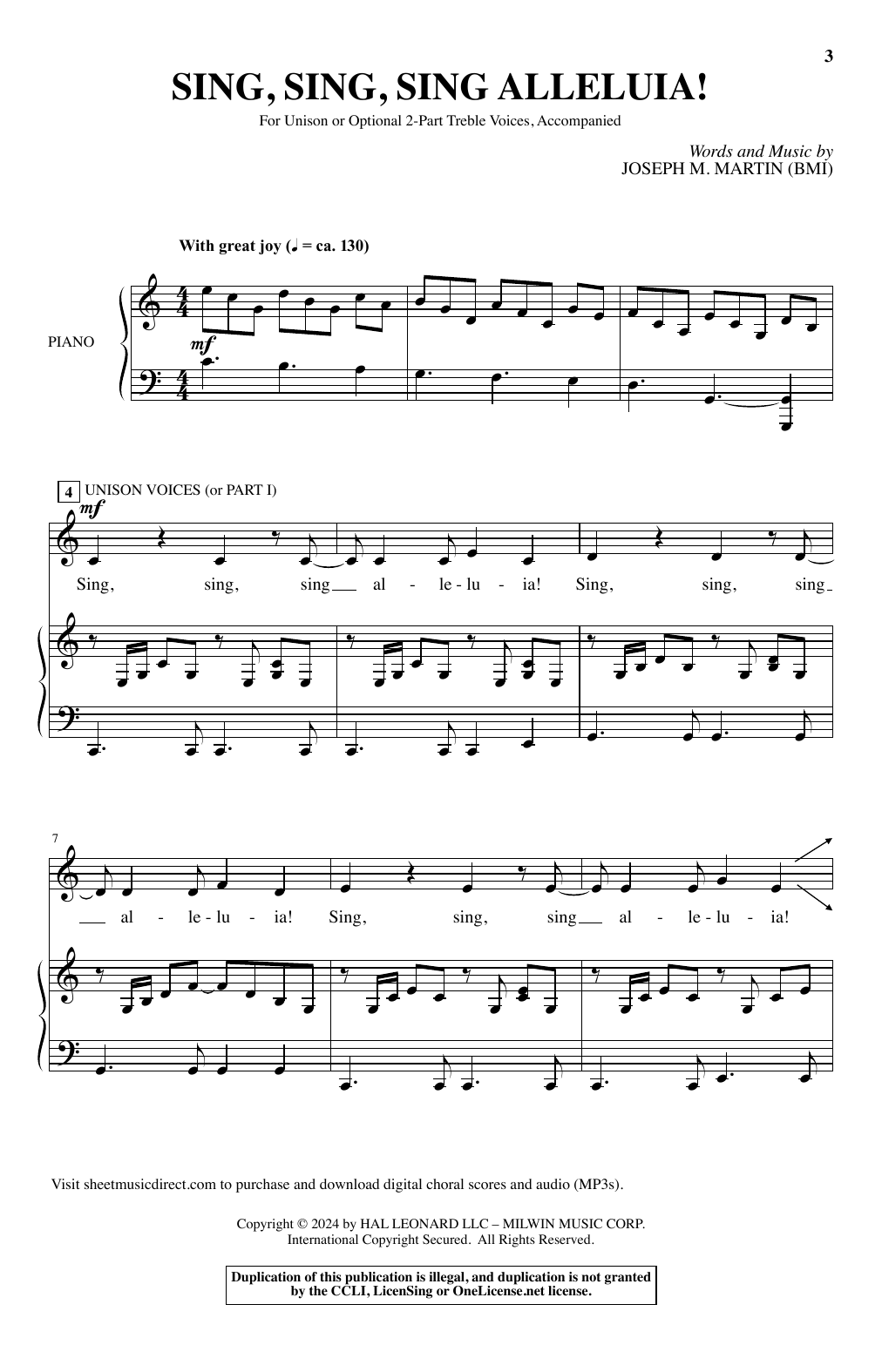 Joseph M. Martin Sing, Sing, Sing Alleluia! Sheet Music Notes & Chords for Choir - Download or Print PDF