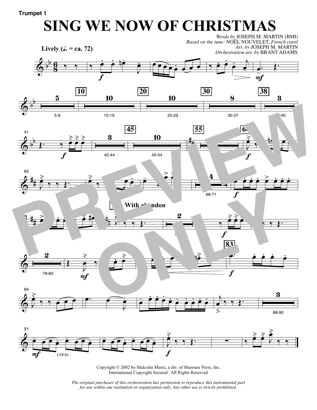 Joseph M. Martin Sing We Now Of Christmas (from Morning Star) - Bb Trumpet 1 Sheet Music Notes & Chords for Choir Instrumental Pak - Download or Print PDF