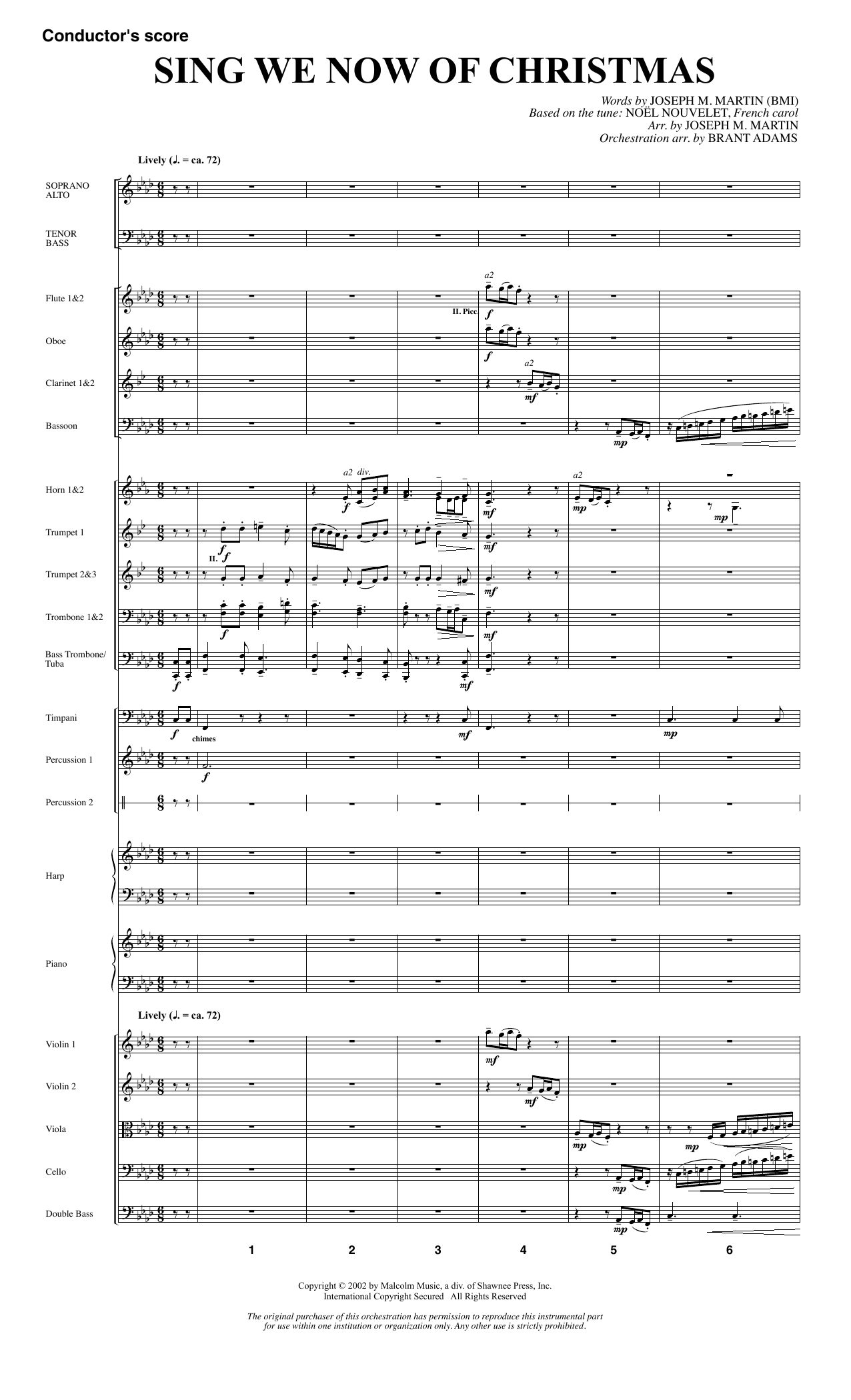 Joseph M. Martin Sing We Now Of Christmas (from Morning Star) - Full Score Sheet Music Notes & Chords for Choir Instrumental Pak - Download or Print PDF