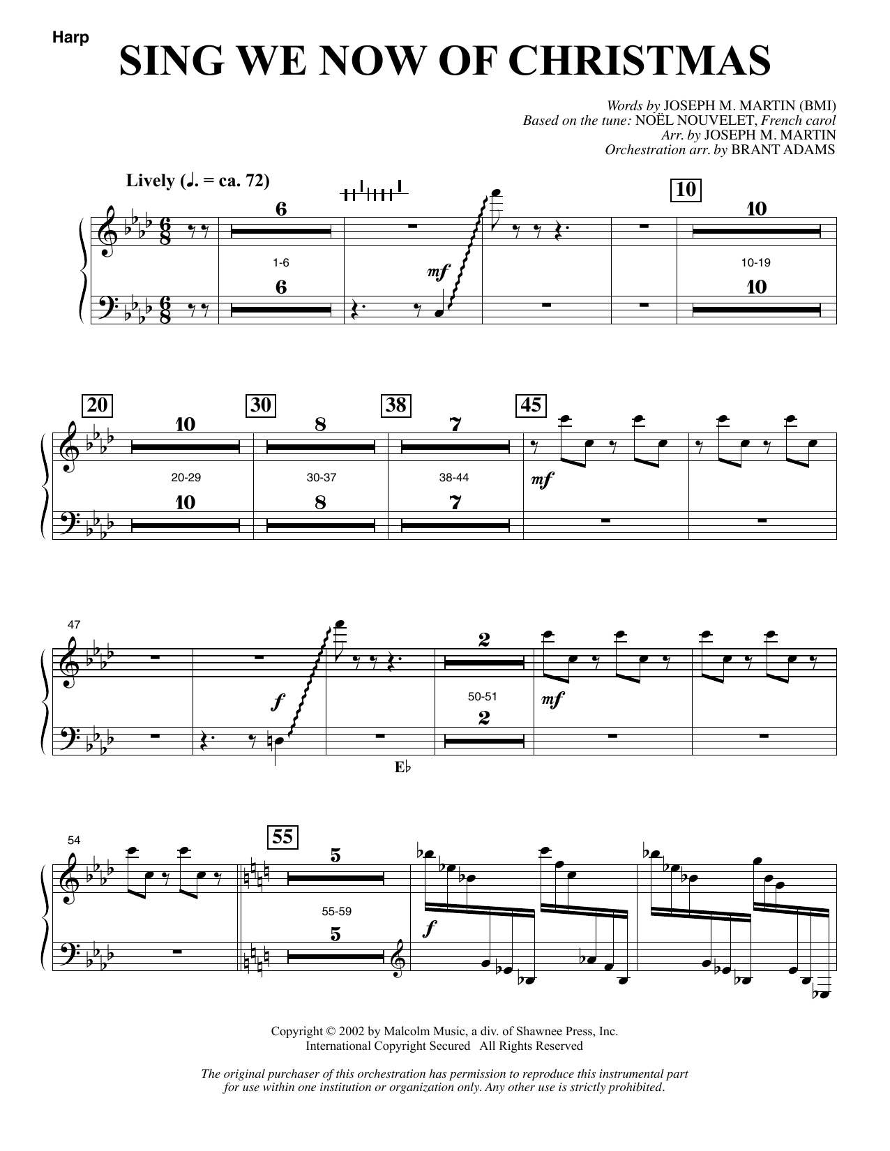 Joseph M. Martin Sing We Now Of Christmas (from Morning Star) - Harp Sheet Music Notes & Chords for Choir Instrumental Pak - Download or Print PDF
