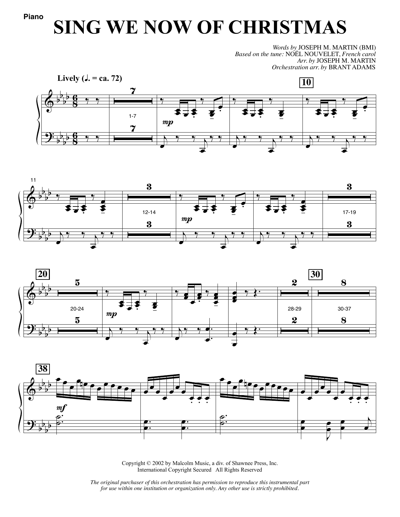 Joseph M. Martin Sing We Now Of Christmas (from Morning Star) - Piano Sheet Music Notes & Chords for Choir Instrumental Pak - Download or Print PDF