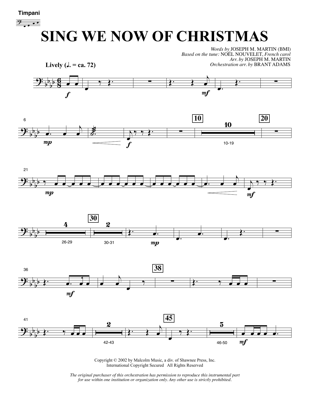 Joseph M. Martin Sing We Now Of Christmas (from Morning Star) - Timpani Sheet Music Notes & Chords for Choir Instrumental Pak - Download or Print PDF
