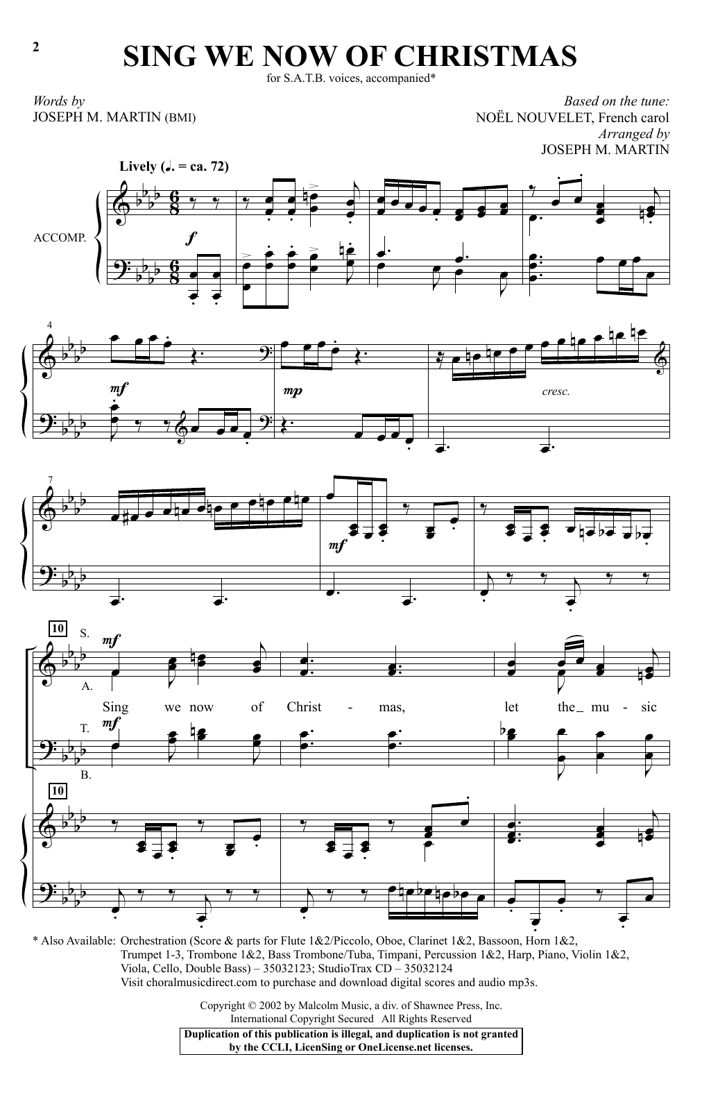 Joseph M. Martin Sing We Now Of Christmas Sheet Music Notes & Chords for SATB - Download or Print PDF