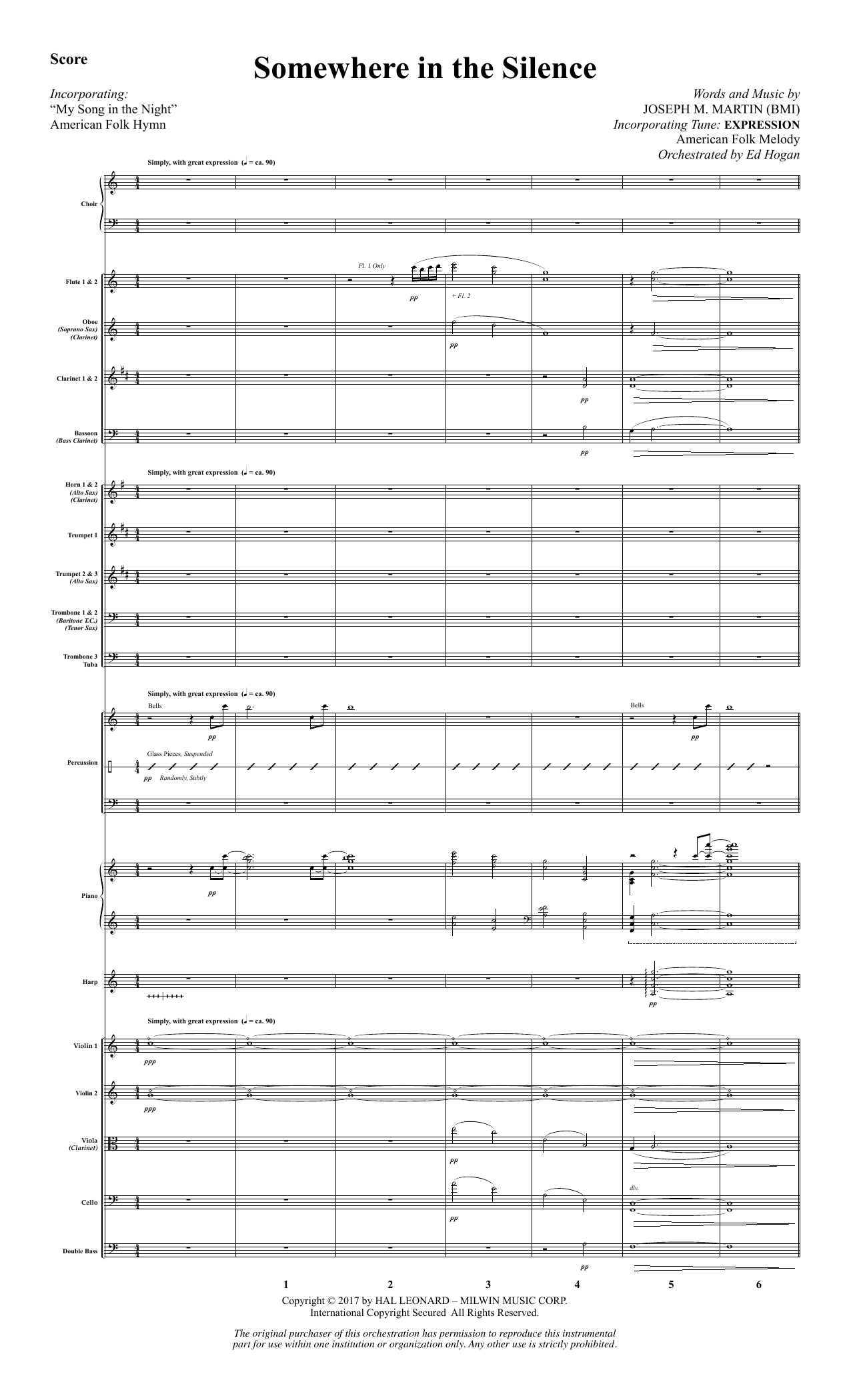 Joseph M. Martin Somewhere in the Silence - Full Score Sheet Music Notes & Chords for Choral Instrumental Pak - Download or Print PDF