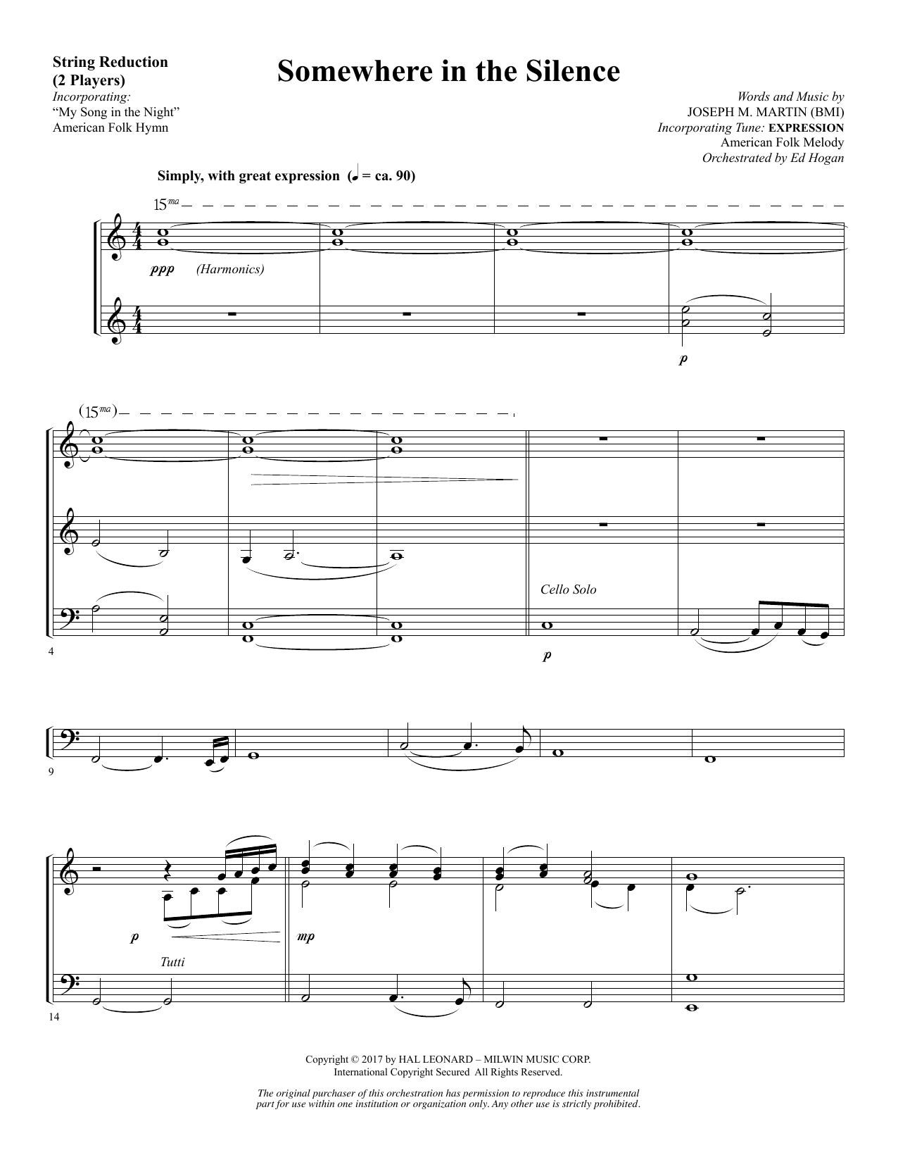 Joseph M. Martin Somewhere in the Silence - Keyboard String Reduction Sheet Music Notes & Chords for Choral Instrumental Pak - Download or Print PDF