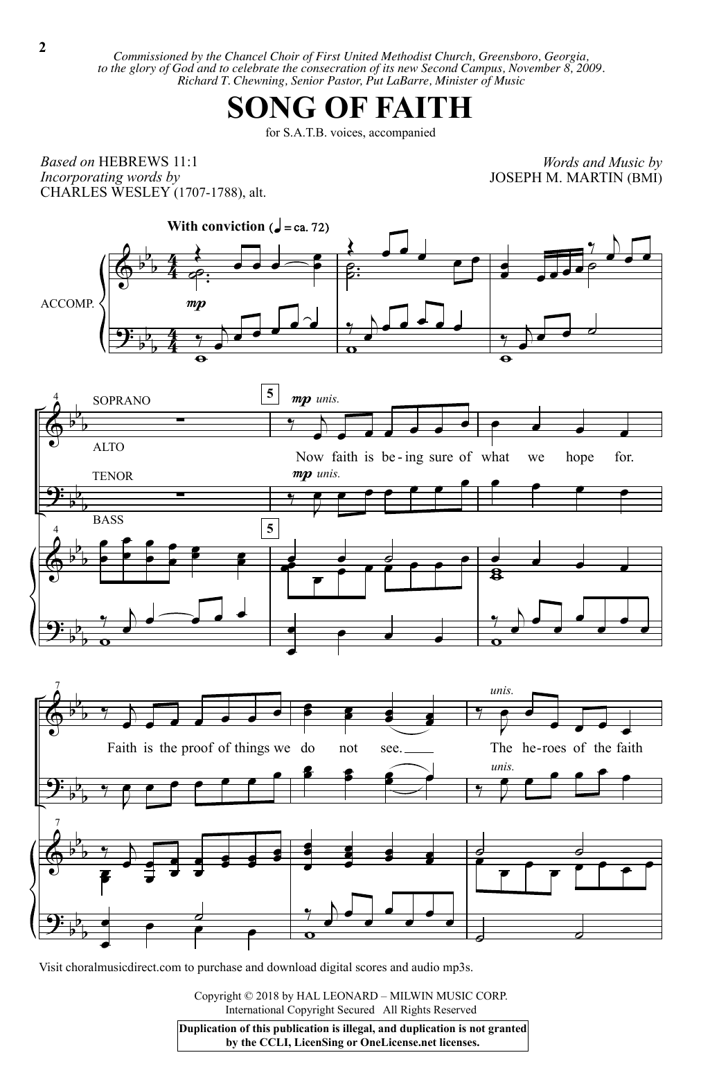 Joseph M. Martin Song Of Faith Sheet Music Notes & Chords for SATB Choir - Download or Print PDF