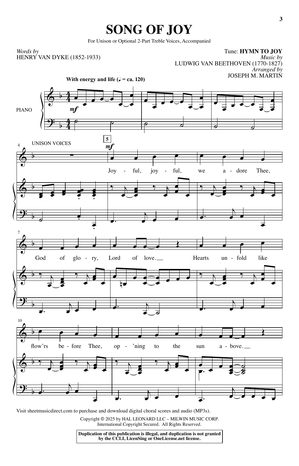 Joseph M. Martin Song Of Joy Sheet Music Notes & Chords for Choir - Download or Print PDF