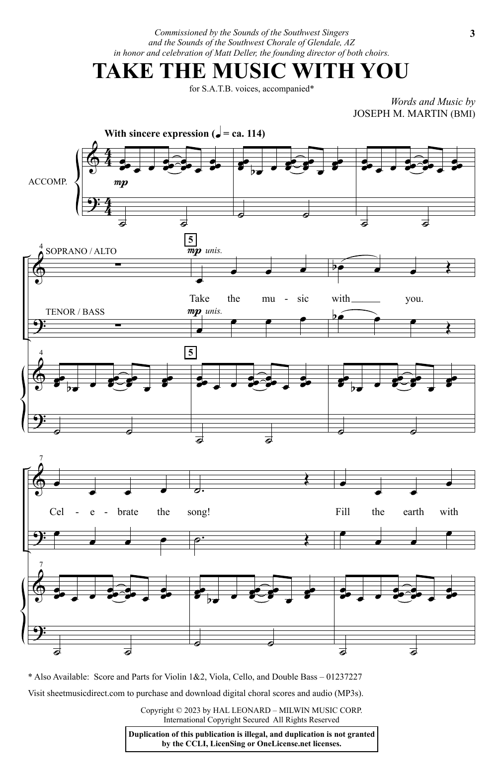 Joseph M. Martin Take The Music With You Sheet Music Notes & Chords for SATB Choir - Download or Print PDF