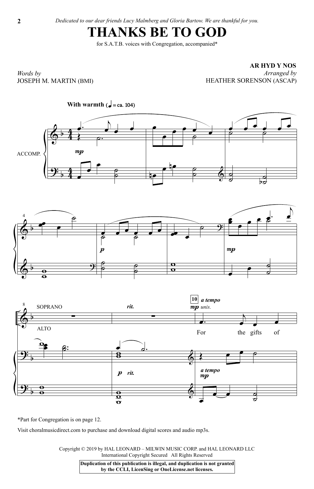 Joseph M. Martin Thanks Be To God (arr. Heather Sorenson) Sheet Music Notes & Chords for SATB Choir - Download or Print PDF