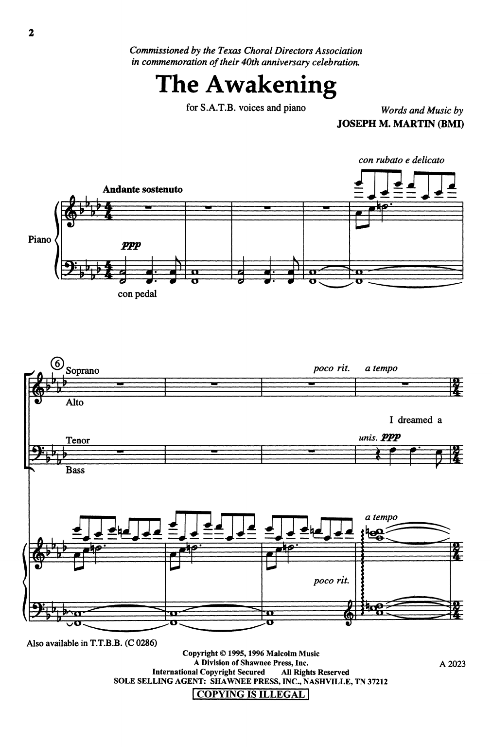 Joseph M. Martin The Awakening Sheet Music Notes & Chords for SSA Choir - Download or Print PDF