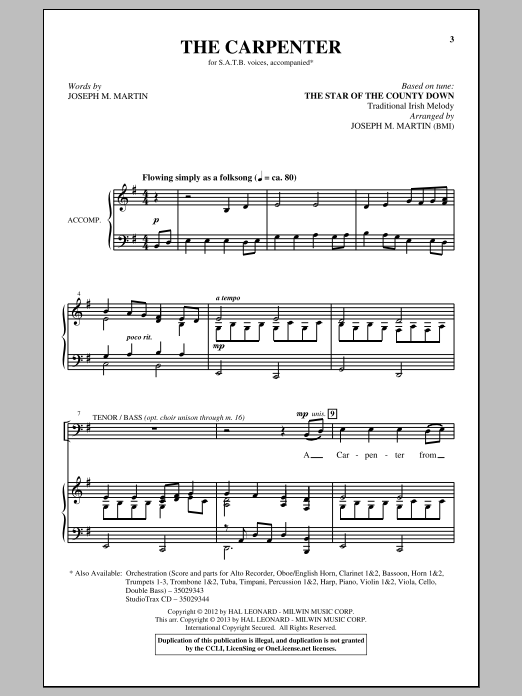 Joseph M. Martin The Carpenter Sheet Music Notes & Chords for SATB - Download or Print PDF