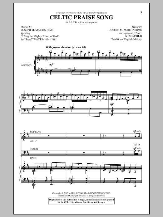 Joseph M. Martin The Celtic Choir Sheet Music Notes & Chords for SATB - Download or Print PDF