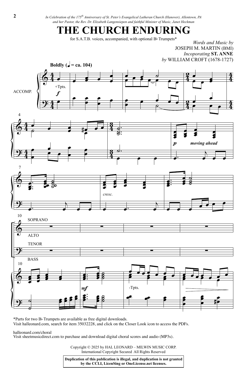 Joseph M. Martin The Church Enduring Sheet Music Notes & Chords for SATB Choir - Download or Print PDF