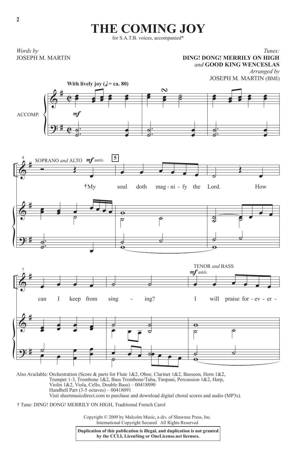 Joseph M. Martin The Coming Joy Sheet Music Notes & Chords for SATB Choir - Download or Print PDF