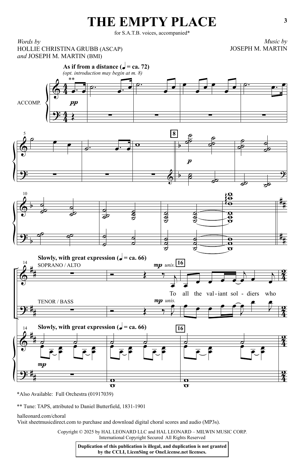 Joseph M. Martin The Empty Place Sheet Music Notes & Chords for SATB Choir - Download or Print PDF