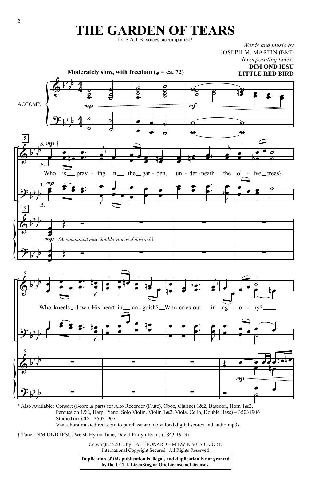 Joseph M. Martin The Garden Of Tears Sheet Music Notes & Chords for SATB - Download or Print PDF