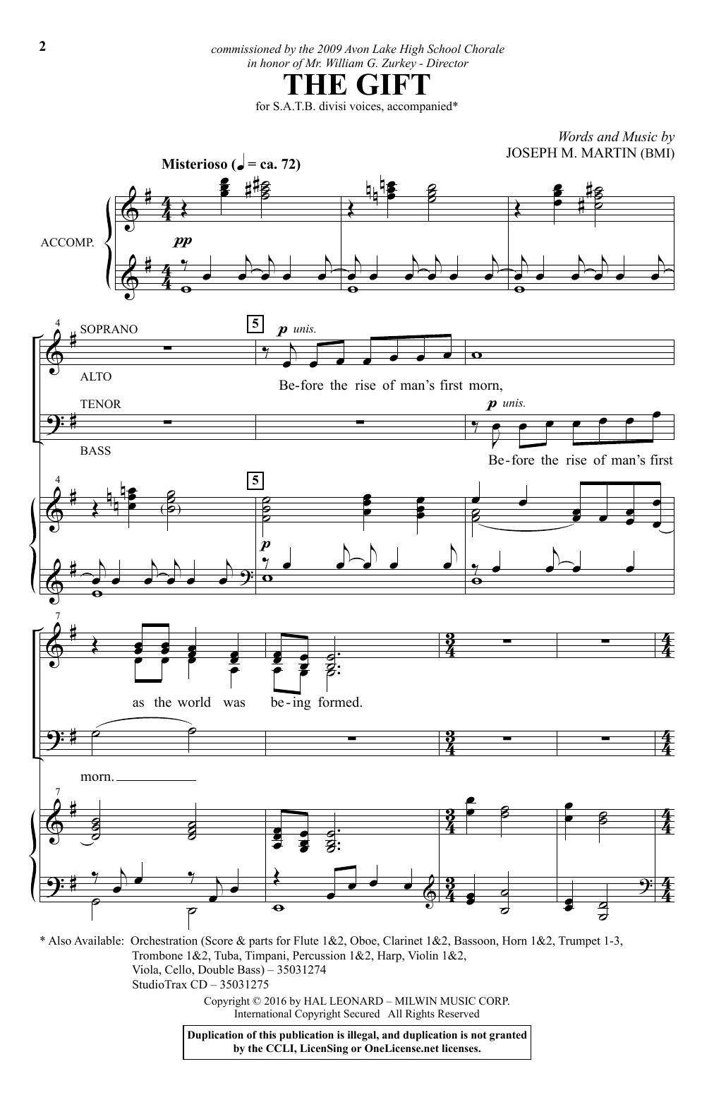 Joseph M. Martin The Gift Sheet Music Notes & Chords for SATB - Download or Print PDF