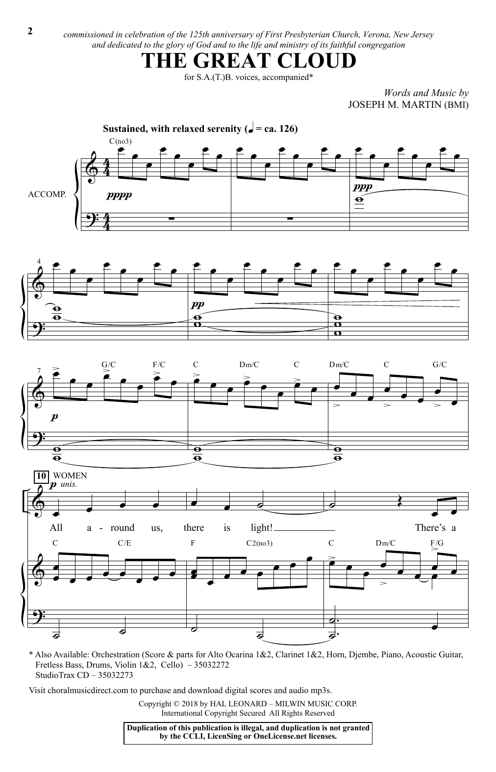 Joseph M. Martin The Great Cloud Sheet Music Notes & Chords for 2-Part Choir - Download or Print PDF