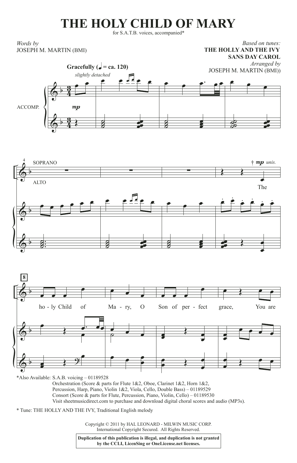 Joseph M. Martin The Holy Child Of Mary Sheet Music Notes & Chords for SATB Choir - Download or Print PDF